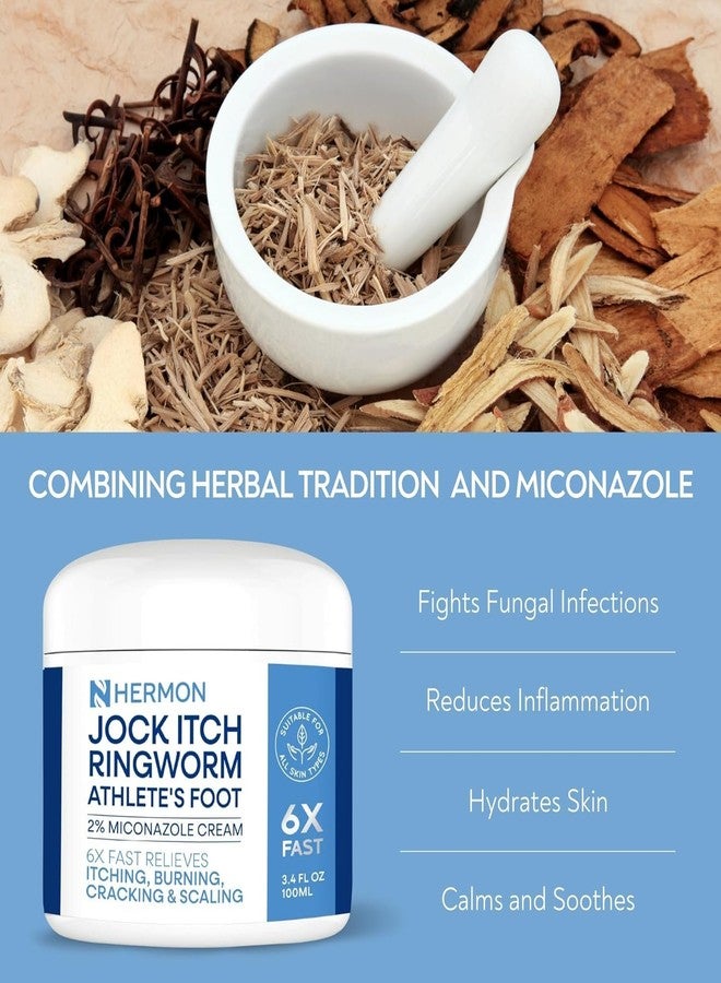 Hermon Jock Itch Antifungal Cream, Ringworm Treatment for Humans, Psoriasis Scalp Treatment, Ringworm Cream for Humans, Foot & Body Balm, Provides Soothing Relief-2 Pack - Image 5